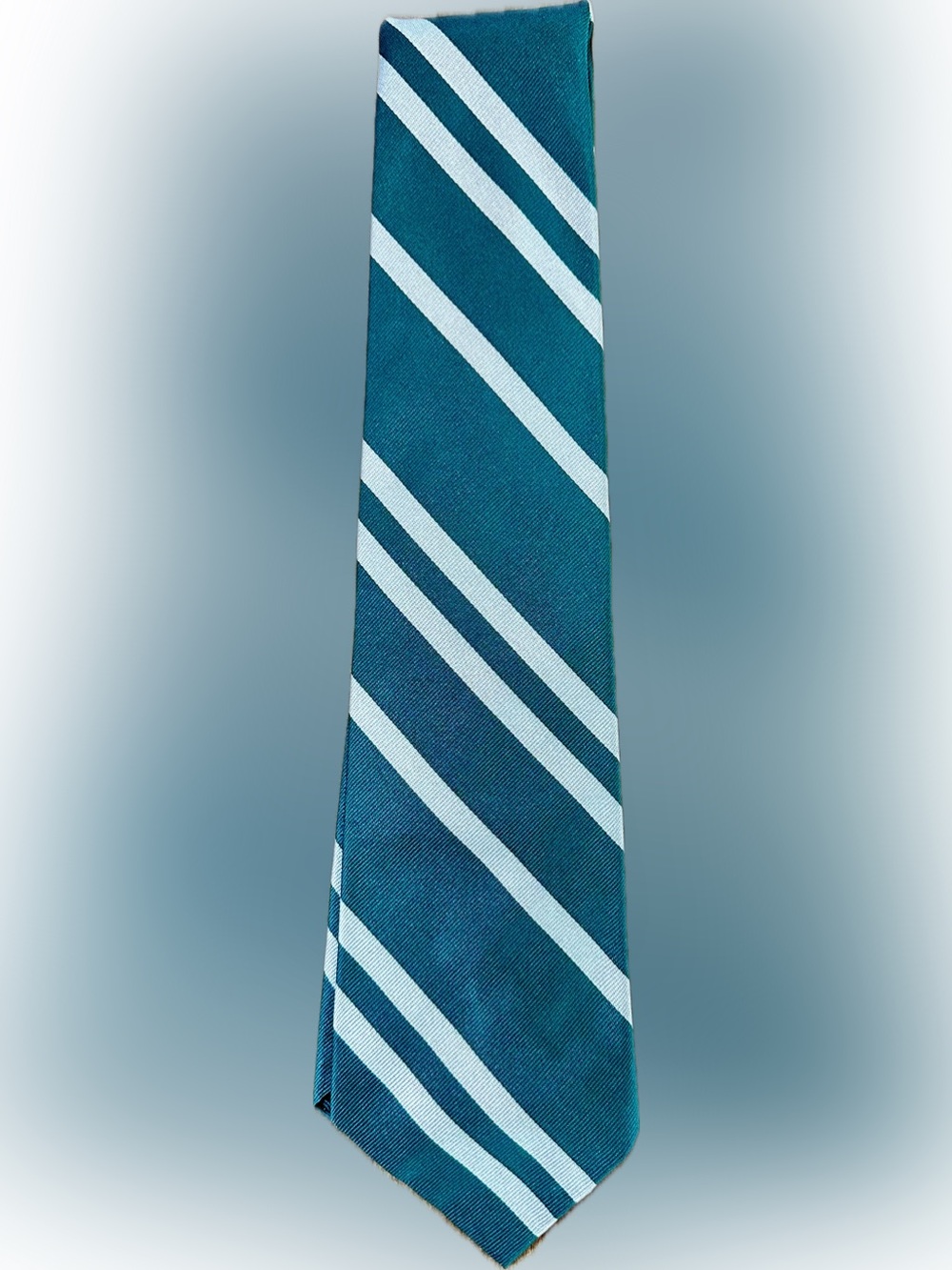 Ralph Lauren Green and Cream Stripe Silk Tie